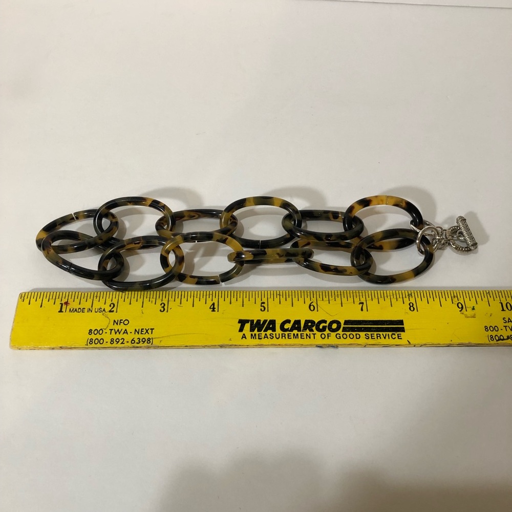 Tortoise Shell Acrylic Silver Tone Toggle Closure… - image 6